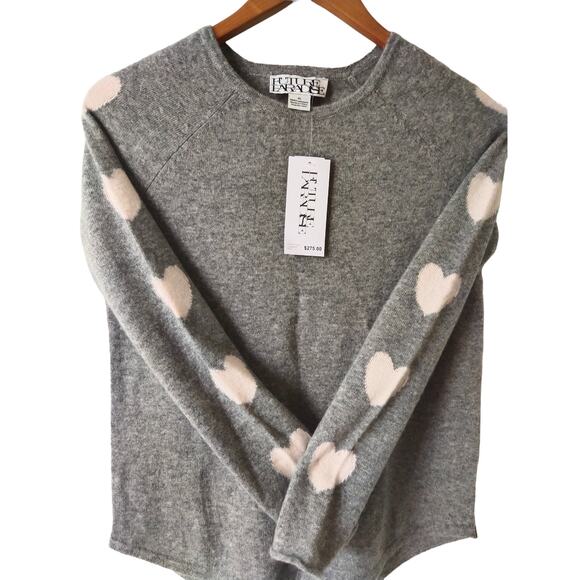 Future Paradise Cashmere Hearts Sweater Gray Pink Long Sleeve Size XS NWT - Picture 7 of 10